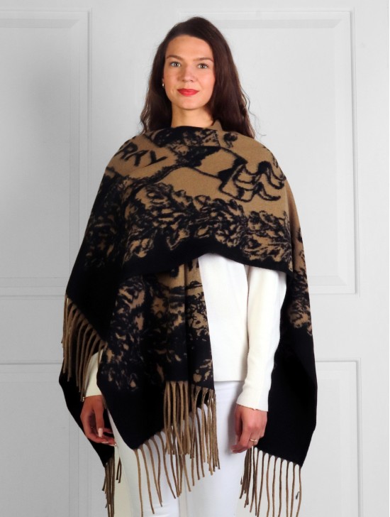 Premium Soft Floral Cape W/ Fringes